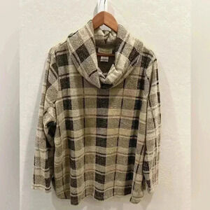 Davina women’s plaid black and tan sweater 2XL